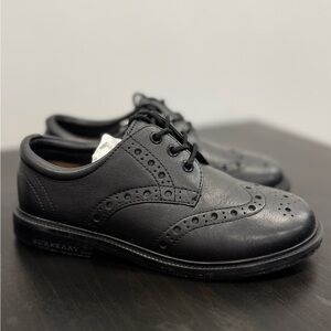 Burberry Black Boys Leather Oxford Shoes